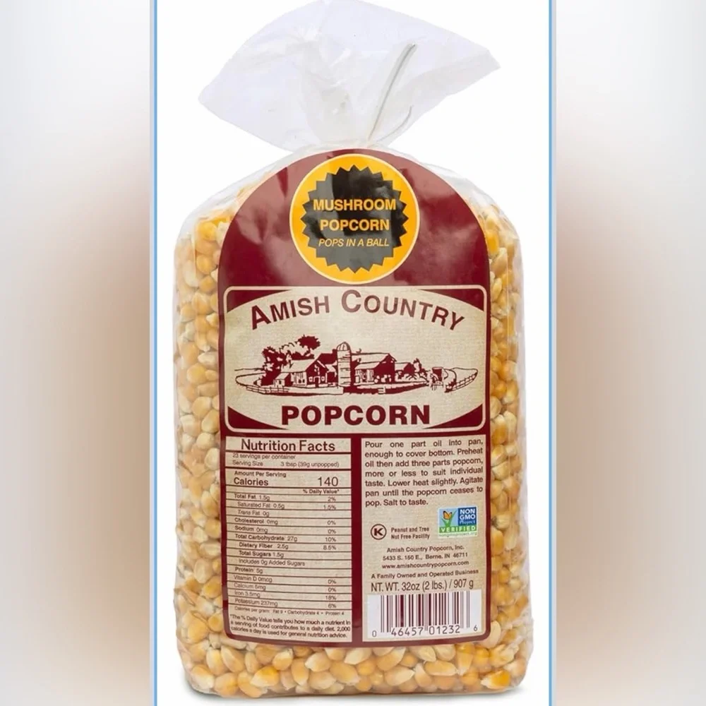 Amish Country Popcorn |2 lbs| Mushroom Popcorn Kernels|Old Fashioned Gluten Free